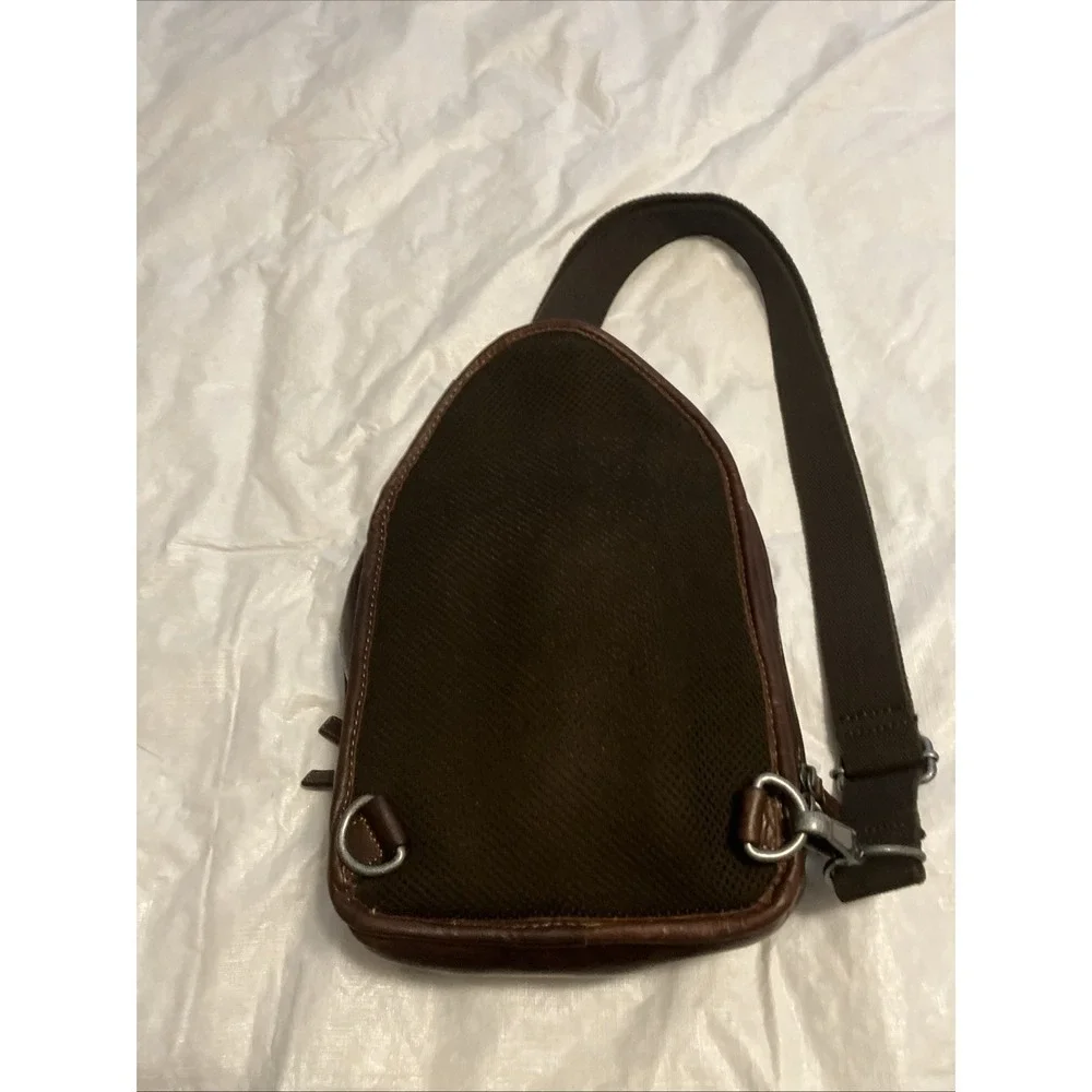Jack Georges Brown Leather Backpack Zip Closure Adjustable Strap Lined Pockets